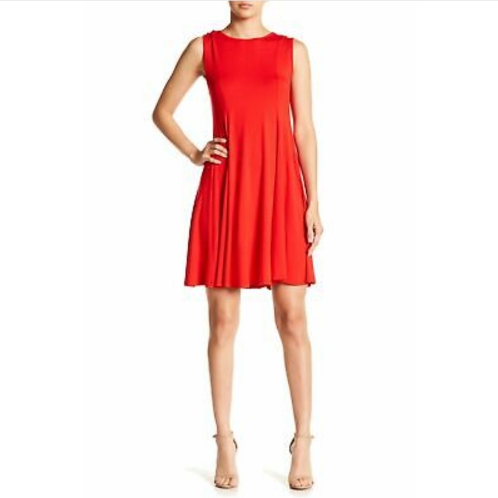 Dual Nature Red Modal Knit Size Small Sleeveless Swing Dress